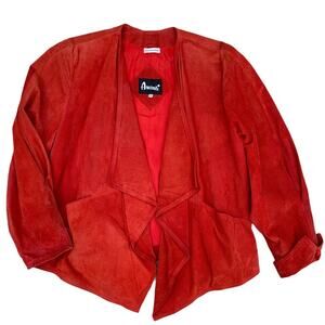 VINTAGE 80s 90s Avanti red suede leather jacket Size M